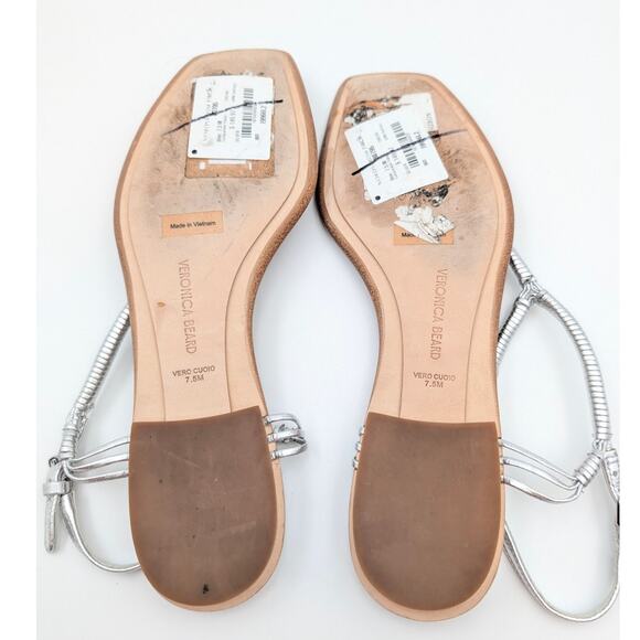 Veronica Beard Amelia Metallic Thong Slingback Sandals Silver Size US7.5M EU38 - Picture 8 of 9